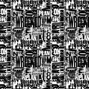 Urban Style Grunge Typography With Letters And Numbers  Black And White Extra Small