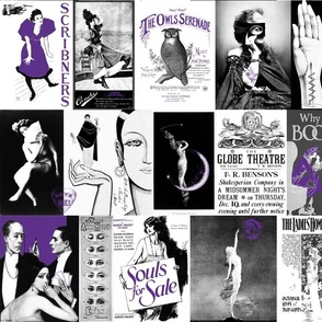 Vintage Art & Adds Mix Black White Purple