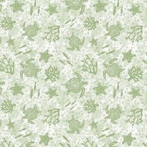 Small Scale Sea Turtles in Sage Green