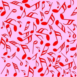 Red Music Notes on Pink