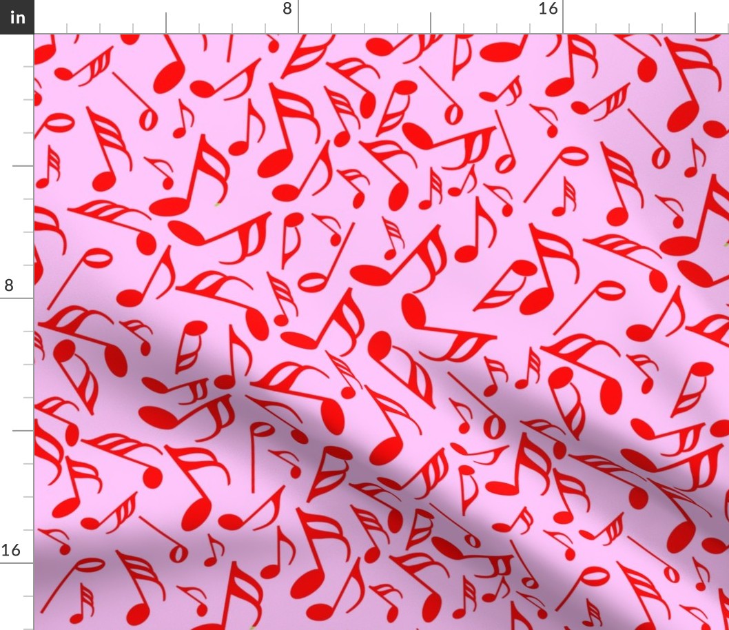 Red Music Notes on Pink