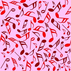 Red and Dark Red Music Notes on Pink 