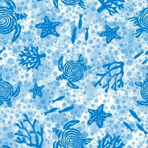 Large Scale Sea Turtles in Blue