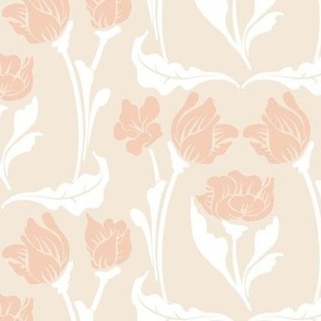 Large Wallpaper / Medium Cloth - Romantic Tulips White Pink