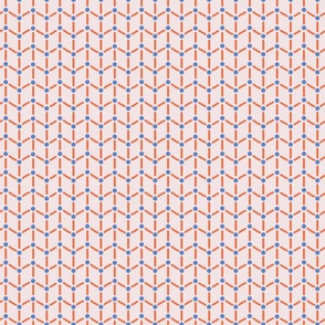 Doodle Geometry - Dots and Stripes - Herringbone - Blue and Orange - Soft Pink BG