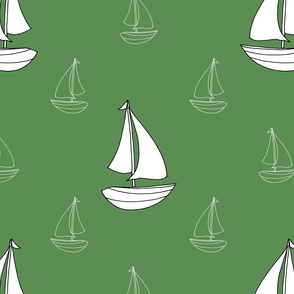 Sailboats Sailing Away (Green)