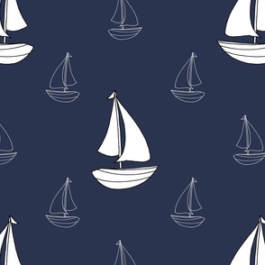 Sailboats Sailing Away (Navy Blue)