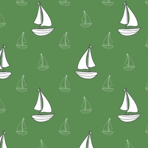 Sailboats Sailing Away (Green small scale) 