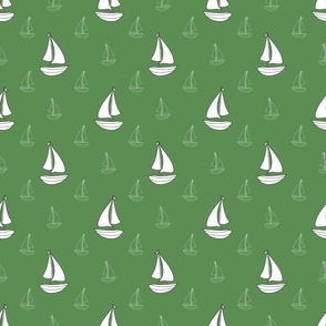 Sailboats Sailing Away (Green tiny scale)