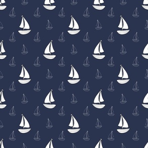 Sailboats Sailing Away (Navy Blue tiny scale)