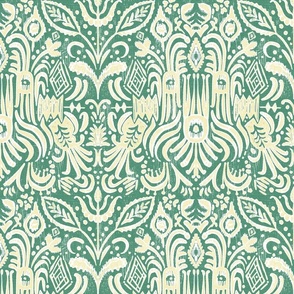 Camille Paisley Ikat in Green and Lime Yellow