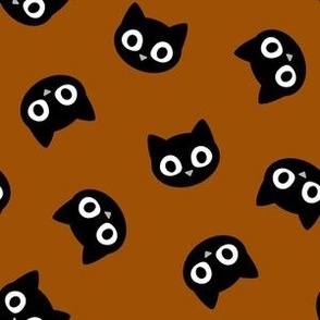 black cats - cute halloween - burnt orange - C23