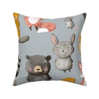 Little Woodland Friends -on light gray (large scale)