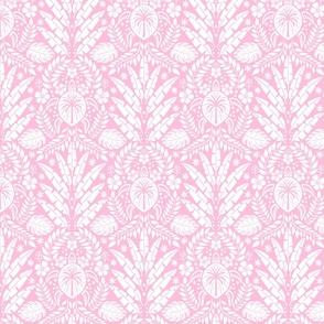 Hawaiian Damask | Regular Scale | White on Bubblegum Pink Tropical Pineapple