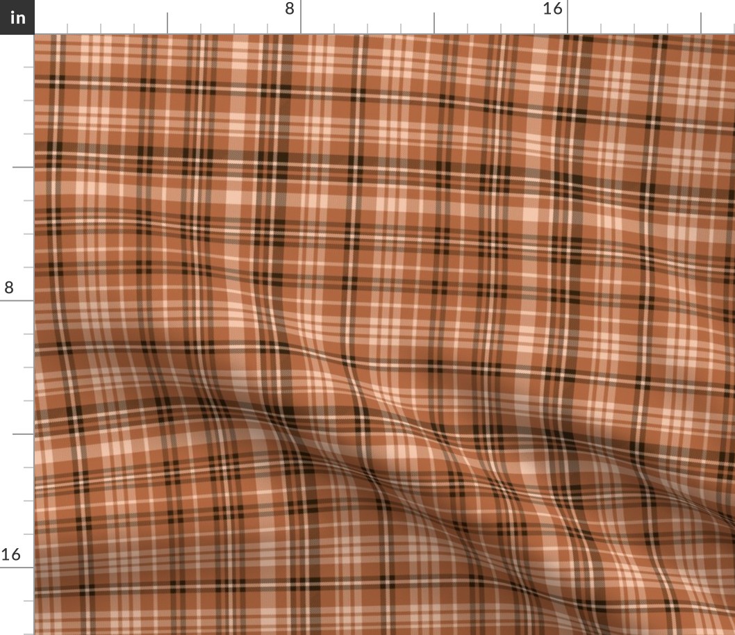 MEDIUM Fall plaid fabric orange brown boho designs 8in