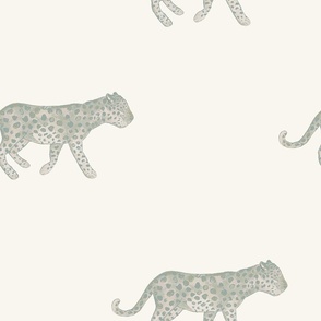 large watercolor leopard in sage and cream