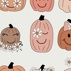 Groovy Flower Pumpkins Neutral - 3 inch