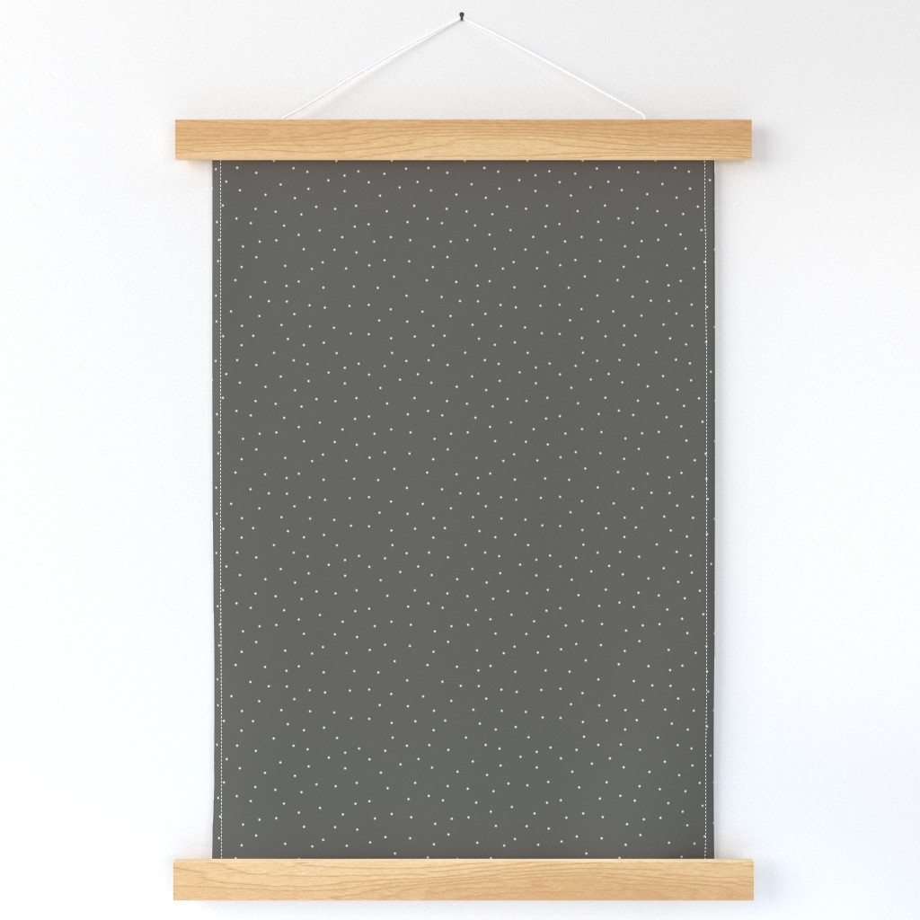 6x6 Polka Dots - Medium Scale Dots - White Polka Dots - Small Dots - Charcoal Gray Background