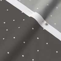 6x6 Polka Dots - Medium Scale Dots - White Polka Dots - Small Dots - Charcoal Gray Background