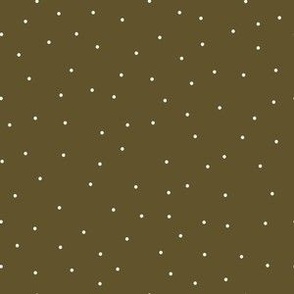 6x6 Polka Dots - Medium Scale Dots - White Polka Dots - Small Dots - Forest Green Background