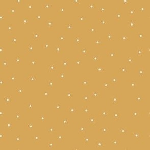 6x6 Polka Dots - Medium Scale Dots - White Polka Dots - Small Dots - Mustard Yellow Background