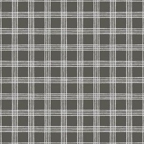 4x4 Gingham Plaid in Charcoal Gray - Small Scale - Gingham Patterns - Gray Plaid - Charcoal Gingham - Gray and Off White