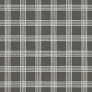 9x9 Gingham Plaid in Charcoal Gray - Large Scale - Gingham Patterns - Gray Plaid - Charcoal Gingham - Gray and Off White