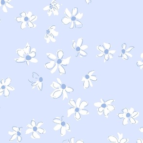 LARGE Sky Blue ditsy floral- modern country