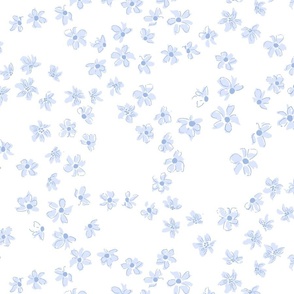 Micro Blue ditsy floral on white- modern country