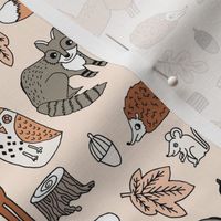 MEDIUM Autumn Animals Fabric - cute woodland creatures boho colors 8in