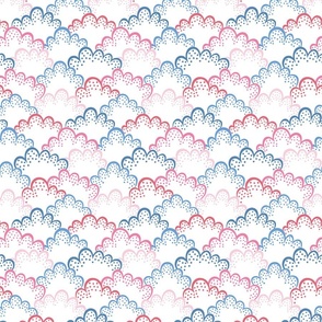 Dotted clouds/pink and blue/medium 