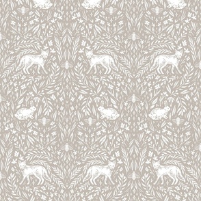 Woodland Foxes Wallpaper in Khaki & White -12" Fabric