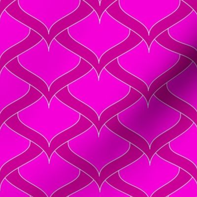 Scaly Dragon Skin Geometric Ogee Fabric in Pink and Magenta ( Small 4 in)