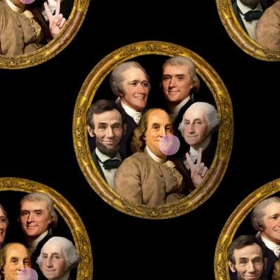 Ben Franklin, Abe Lincoln, George Washington, Alexander Hamilton, Thomas Jefferson Bubble Gum Home Decor Print