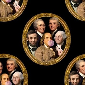 Ben Franklin, Abe Lincoln, George Washington, Alexander Hamilton, Thomas Jefferson Bubble Gum Home Decor Print