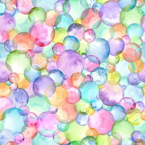 Watercolor multicolor bubbles