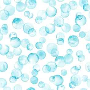Watercolor teal blue bubbles