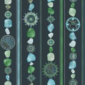 Sea glass. Stylized garlands and stripes.
