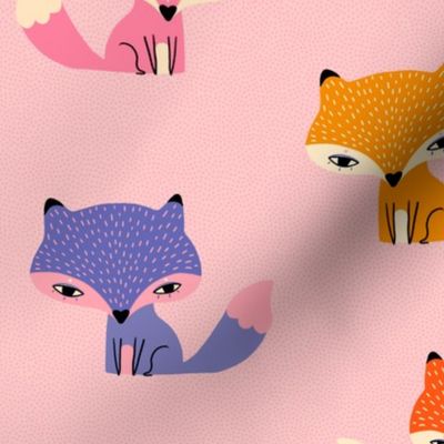 Colorful little foxes in pink 