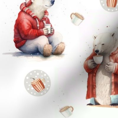 Polar Bears In Pjs With Coffee Cups