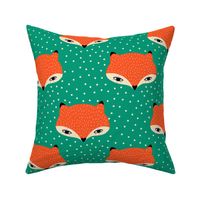 Cute foxes with polka dots in green