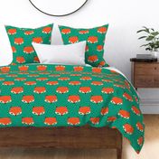 Cute foxes with polka dots in green