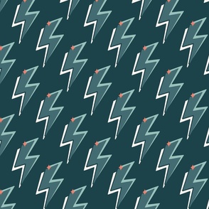 Multi-colored lightning bolts with stars // SMALL // blue on midnight blue