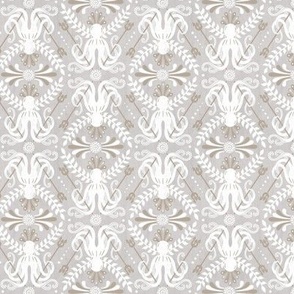 Mythos - Nautical Octopus Damask Neutral Gray And Sand Small