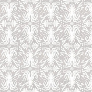 Mythos - Nautical Octopus Damask Neutral Gray And White Small