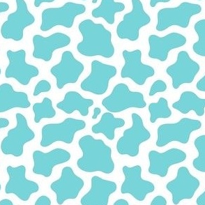 Small Scale Cow Print Pool Blue on White