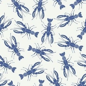 Blue Lobsters Scattered on a Light Background - 6x6 inch repeat - Medium