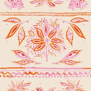 XL_Boho Palms Bedding - pink & orange 