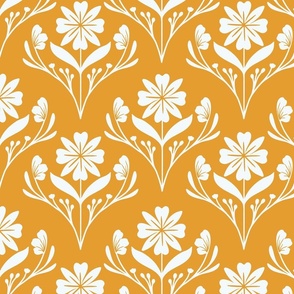 Duotone White on Gold Symmetry Flower (large scale) 