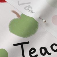 teacher chalk apples and polka dots